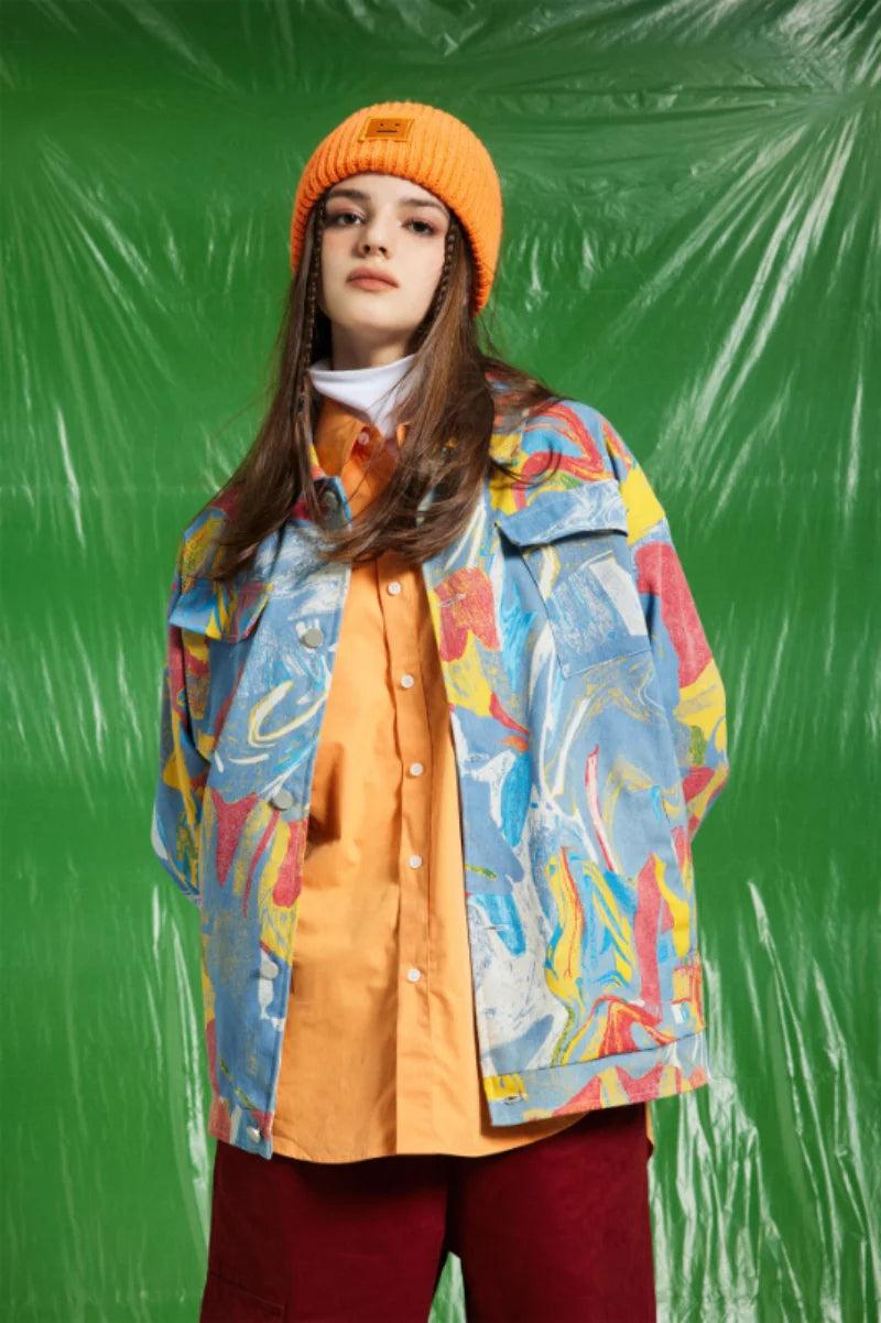 Abstract Painting Oversized Unisex Ceket
